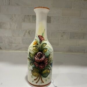 Small Castelli Floral Ceramic Vase with Hand-Painted Design